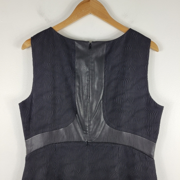 New Lafayette 148 Faux Leather Ribbed Wave Textured Sleeveless Sheath Dress - Picture 6 of 10